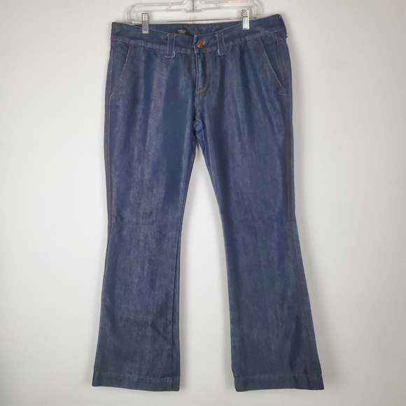 Express Jeans 12 Stella Bootleg Vintage Denim Metallic Sheen Embroidered Bootcut - Picture 2 of 12